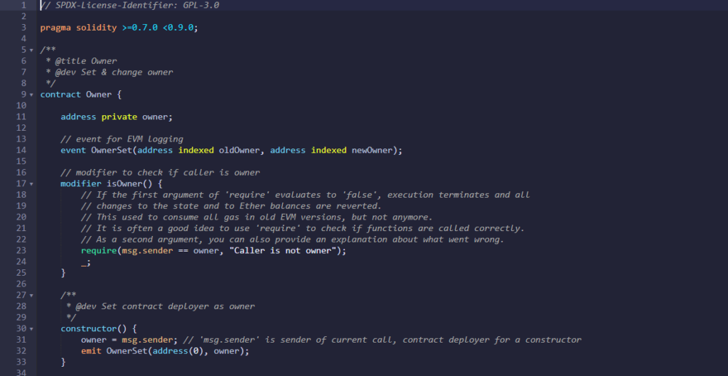 Screenshot of the Remix IDE showing Smart Contract written in Solidity