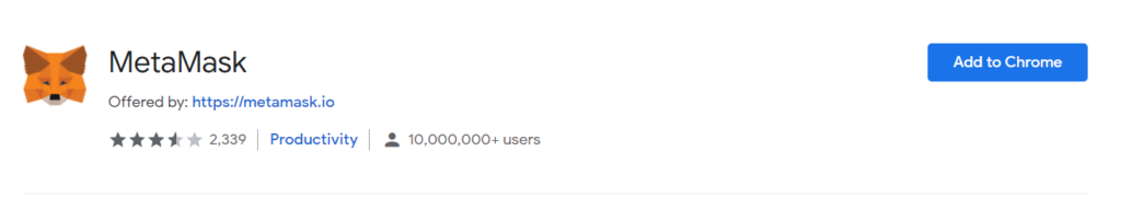 MetaMask on the chrome store
