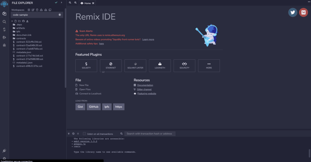 Remix UI - a Web based Solidity IDE